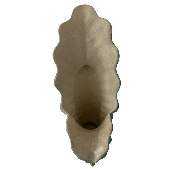 Vintage Redwing Vase, Shell Design, Green Glaze 4x7xH-10.5, Art Deco - EUC - Picture 4 of 9